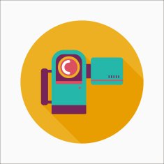 Video camera flat icon with long shadow N11
