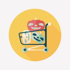 pumpkin shopping flat icon with long shadow eps10 N4