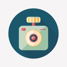 camera flat icon with long shadow N38