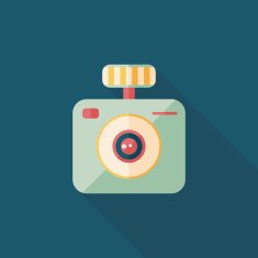 camera flat icon with long shadow N39