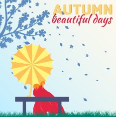 Girl with umbrella observing the fall foliage N2
