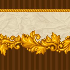 Seamless pattern with baroque ornamental floral gold elements
