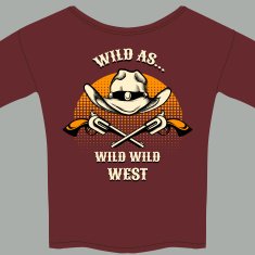 Wild West Theme Tee Shirt with Hat and Gun Graphic