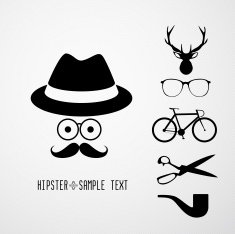 Hipster Retro Vintage Icon Set - Illustration