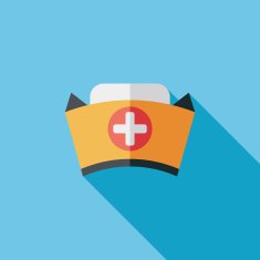 nurse hat flat icon with long shadow N6