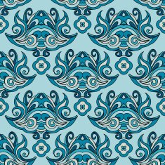 Damask floral seamless vector ethnic asian pattern