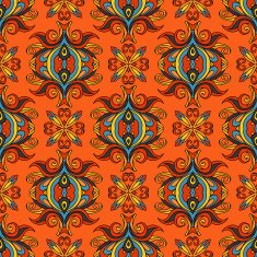 Orange Floral festive vector pattern