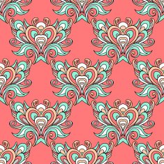 Seamless vector pink vintage pattern damask N2