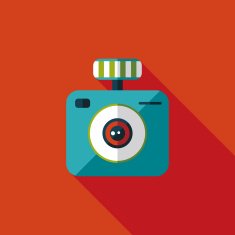 camera flat icon with long shadow N46