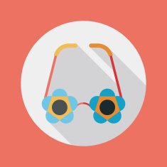 flower glasses flat icon with long shadow eps10 N7