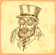 Cartoon steam punk illustration