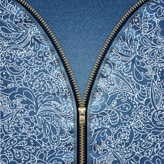 Denim background with open zipper
