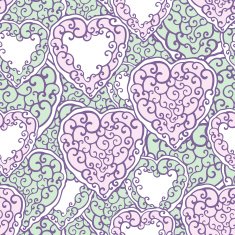 Seamless pattern with doodle hearts N3