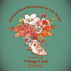 Vintage Background with Flowers and Shoes N5