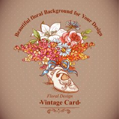 Vintage Background with Flowers and Shoes N6
