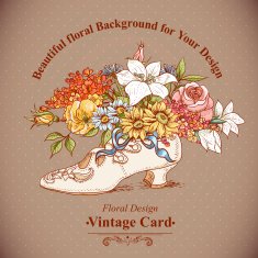 Vintage Background with Flowers and Shoes N7
