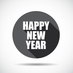 Happy New Year Flat Icon with long Shadow Vector Illustration