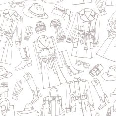 Fashion wear seamless pattern Outline woman clothes N2