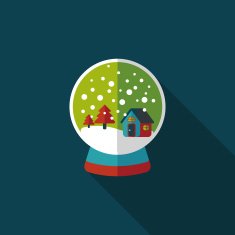 snow globe and gifts flat icon with long shadow eps10 N30