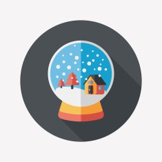 snow globe and gifts flat icon with long shadow eps10 N31