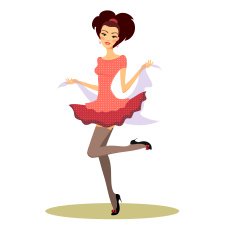 Beautiful girl dancing in retro party clothes