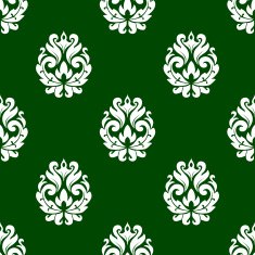 Green floral damask style seamless pattern