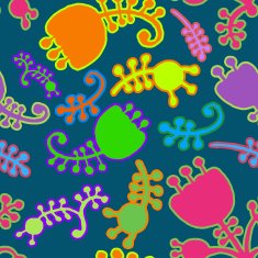 Vector colorful floral cartoon seamless background N3