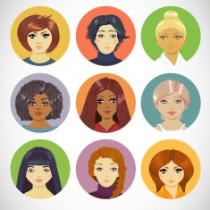Set of Circle Female Icons