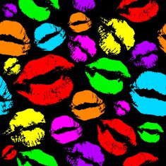 Woman lips pattern on black background Lipstick kiss