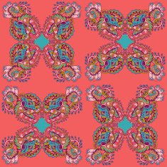 Vector seamless texture with abstract flowers Compound ethnic pattern