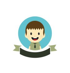 adorable boy cartoon character label N2