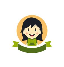 cute girl cartoon character label N2