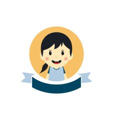 cute girl cartoon character label N3