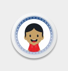 adorable boy cartoon character label N6
