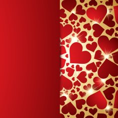 Red hearts background with glowing stars