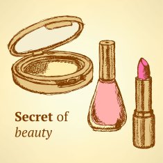 Sketch beauty equipment in vintage style