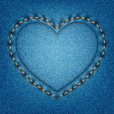 Denim texture with stitches in the shape of heart
