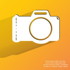 Photo camera Flat modern web button with long shadow and