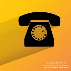 Retro telephone Flat modern web button with long shadow and