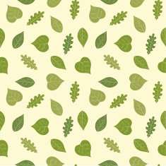 Cartoon seamless background pattern or textures with green leaves