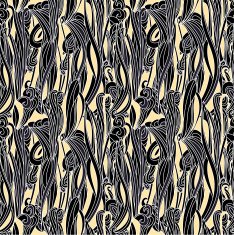 Floral Waves Lines Seamless Background N2