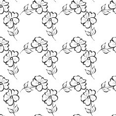 Seamless background with black watercolor flowers