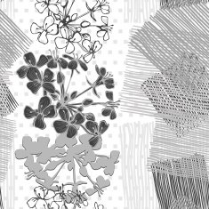 Monochrome seamless pattern of flowers Hand-drawn floral background