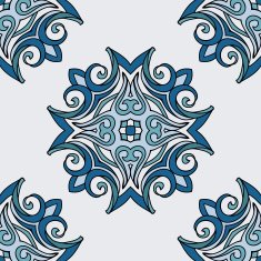 Blue oriental damask seamless vector design
