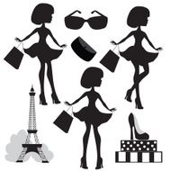 Girl in Paris vector silhouette