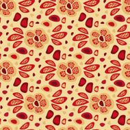 Seamless floral pattern with red leaves