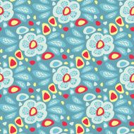 Seamless abstract pattern with blue flowers