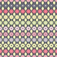 Pattern with flowers on gray strips circles