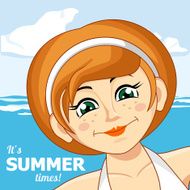 The girl and the sea Vector illustration