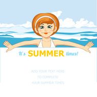 The girl and the sea Vector illustration N2